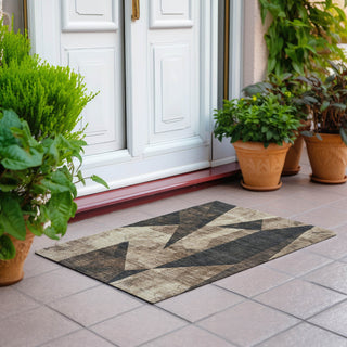 Piper Looms Chantille Modern ACN1838 Mocha Machine Washable Area Rug Scatter Outdoor Lifestyle Image Feature