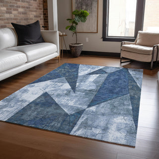 Piper Looms Chantille Modern ACN1838 Navy Machine Washable Area Rug Lifestyle Image Feature