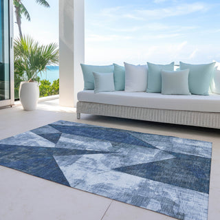 Piper Looms Chantille Modern ACN1838 Navy Machine Washable Area Rug Outdoor Lifestyle Image Feature