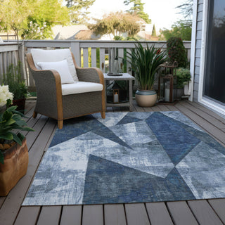 Piper Looms Chantille Modern ACN1838 Navy Machine Washable Area Rug Outdoor Lifestyle Image Feature
