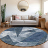 Piper Looms Chantille Modern ACN1838 Navy Machine Washable Area Rug Round Lifestyle Image Feature