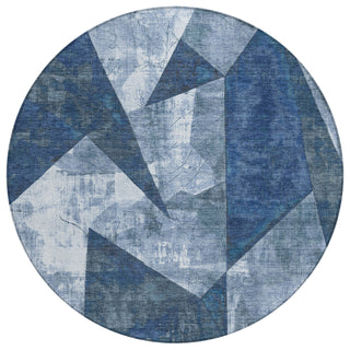Piper Looms Chantille Modern ACN1838 Navy Machine Washable Area Rug Round Main Image