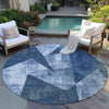 Piper Looms Chantille Modern ACN1838 Navy Machine Washable Area Rug Round Outdoor Lifestyle Image Feature