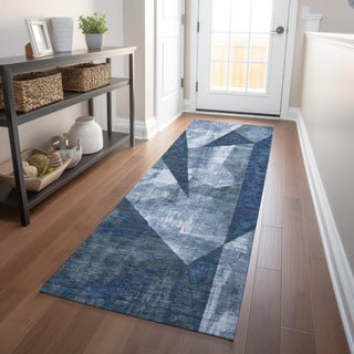 Piper Looms Chantille Modern ACN1838 Navy Machine Washable Area Rug Runner Lifestyle Image Feature