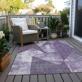 Piper Looms Chantille Modern ACN1838 Purple Machine Washable Area Rug Outdoor Lifestyle Image Feature