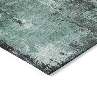 Piper Looms Chantille Abstract ACN1839 Green Machine Washable Area Rug Corner Image