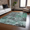 Piper Looms Chantille Abstract ACN1839 Green Machine Washable Area Rug Lifestyle Image Feature