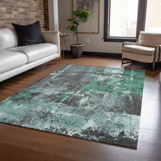Piper Looms Chantille Abstract ACN1839 Green Machine Washable Area Rug Lifestyle Image Feature