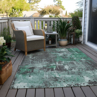 Piper Looms Chantille Abstract ACN1839 Green Machine Washable Area Rug Outdoor Lifestyle Image Feature