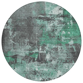 Piper Looms Chantille Abstract ACN1839 Green Machine Washable Area Rug Round Main Image