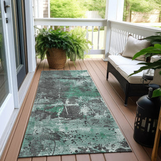 Piper Looms Chantille Abstract ACN1839 Green Machine Washable Area Rug Runner Outdoor Lifestyle Image Feature