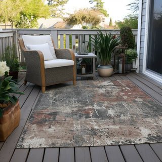 Piper Looms Chantille Abstract ACN1839 Paprika Machine Washable Area Rug Outdoor Lifestyle Image Feature