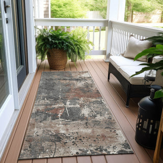 Piper Looms Chantille Abstract ACN1839 Paprika Machine Washable Area Rug Runner Outdoor Lifestyle Image Feature