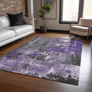 Piper Looms Chantille Abstract ACN1839 Purple Machine Washable Area Rug Lifestyle Image Feature