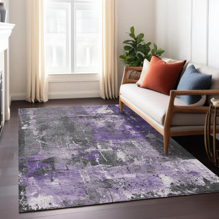 Piper Looms Chantille Abstract ACN1839 Purple Machine Washable Area Rug Lifestyle Image Feature