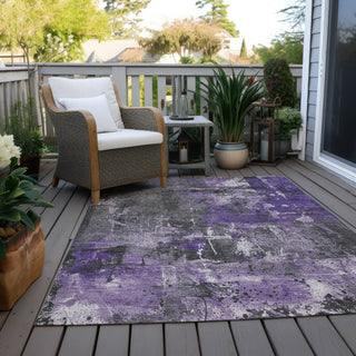 Piper Looms Chantille Abstract ACN1839 Purple Machine Washable Area Rug Outdoor Lifestyle Image Feature