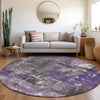 Piper Looms Chantille Abstract ACN1839 Purple Machine Washable Area Rug Round Lifestyle Image Feature