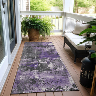 Piper Looms Chantille Abstract ACN1839 Purple Machine Washable Area Rug Runner Outdoor Lifestyle Image Feature