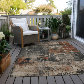 Piper Looms Chantille Abstract ACN1839 Taupe Machine Washable Area Rug Outdoor Lifestyle Image Feature