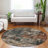 Piper Looms Chantille Abstract ACN1839 Taupe Machine Washable Area Rug Round Lifestyle Image Feature