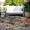Piper Looms Chantille Abstract ACN1839 Taupe Machine Washable Area Rug Round Outdoor Lifestyle Image Feature