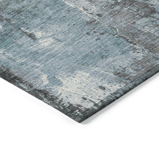 Piper Looms Chantille Abstract ACN1839 Teal Machine Washable Area Rug Corner Image