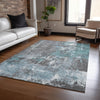 Piper Looms Chantille Abstract ACN1839 Teal Machine Washable Area Rug Lifestyle Image Feature