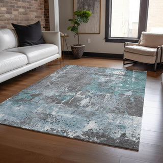 Piper Looms Chantille Abstract ACN1839 Teal Machine Washable Area Rug Lifestyle Image Feature