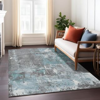 Piper Looms Chantille Abstract ACN1839 Teal Machine Washable Area Rug Lifestyle Image Feature