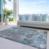 Piper Looms Chantille Abstract ACN1839 Teal Machine Washable Area Rug Outdoor Lifestyle Image Feature