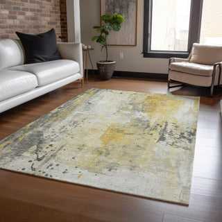 Piper Looms Chantille Abstract ACN1840 Gold Machine Washable Area Rug Lifestyle Image Feature