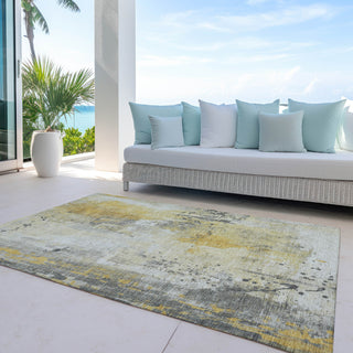 Piper Looms Chantille Abstract ACN1840 Gold Machine Washable Area Rug Outdoor Lifestyle Image Feature
