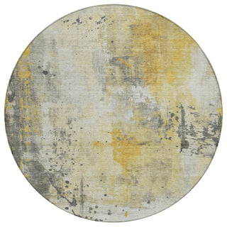 Piper Looms Chantille Abstract ACN1840 Gold Machine Washable Area Rug Round Main Image