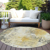 Piper Looms Chantille Abstract ACN1840 Gold Machine Washable Area Rug Round Outdoor Lifestyle Image Feature