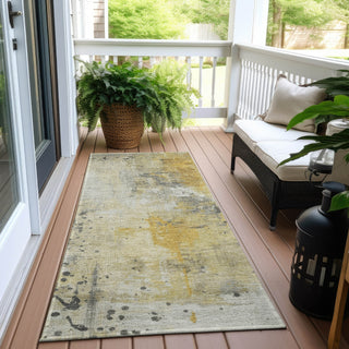 Piper Looms Chantille Abstract ACN1840 Gold Machine Washable Area Rug Runner Outdoor Lifestyle Image Feature