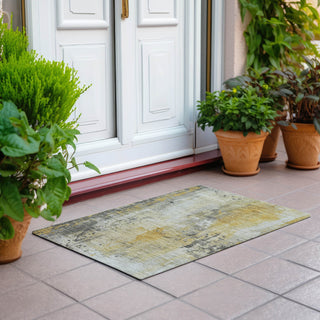Piper Looms Chantille Abstract ACN1840 Gold Machine Washable Area Rug Scatter Outdoor Lifestyle Image Feature