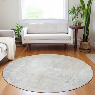 Piper Looms Chantille Abstract ACN1840 Ivory Machine Washable Area Rug Round Lifestyle Image Feature