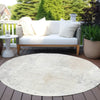 Piper Looms Chantille Abstract ACN1840 Ivory Machine Washable Area Rug Round Outdoor Lifestyle Image Feature