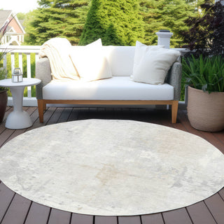 Piper Looms Chantille Abstract ACN1840 Ivory Machine Washable Area Rug Round Outdoor Lifestyle Image Feature