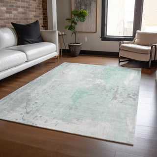 Piper Looms Chantille Abstract ACN1840 Mint Machine Washable Area Rug Lifestyle Image Feature
