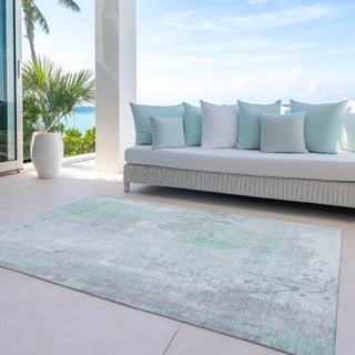 Piper Looms Chantille Abstract ACN1840 Mint Machine Washable Area Rug Outdoor Lifestyle Image Feature