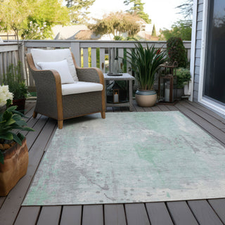 Piper Looms Chantille Abstract ACN1840 Mint Machine Washable Area Rug Outdoor Lifestyle Image Feature