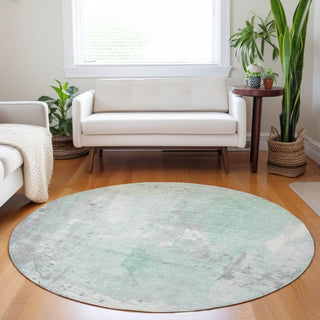 Piper Looms Chantille Abstract ACN1840 Mint Machine Washable Area Rug Round Lifestyle Image Feature