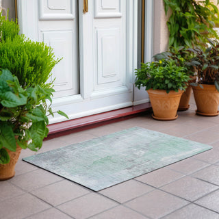 Piper Looms Chantille Abstract ACN1840 Mint Machine Washable Area Rug Scatter Outdoor Lifestyle Image Feature