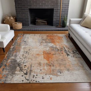 Piper Looms Chantille Abstract ACN1840 Orange Machine Washable Area Rug Lifestyle Image Feature