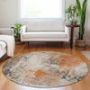 Piper Looms Chantille Abstract ACN1840 Orange Machine Washable Area Rug Round Lifestyle Image Feature