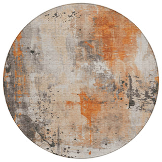 Piper Looms Chantille Abstract ACN1840 Orange Machine Washable Area Rug Round Main Image