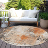 Piper Looms Chantille Abstract ACN1840 Orange Machine Washable Area Rug Round Outdoor Lifestyle Image Feature