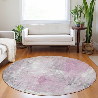 Piper Looms Chantille Abstract ACN1840 Pink Machine Washable Area Rug Round Lifestyle Image Feature