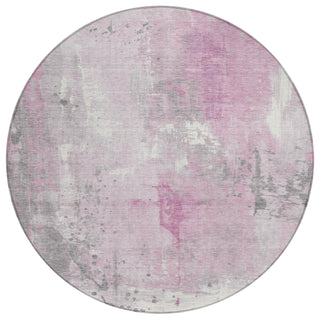 Piper Looms Chantille Abstract ACN1840 Pink Machine Washable Area Rug Round Main Image